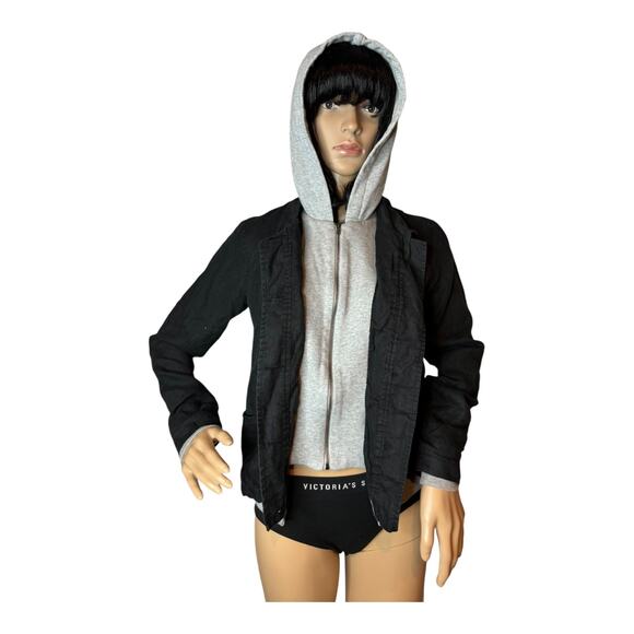 Central Park West Sahara Hooded jacket in Linen Black & Gray size XS - Picture 3 of 14